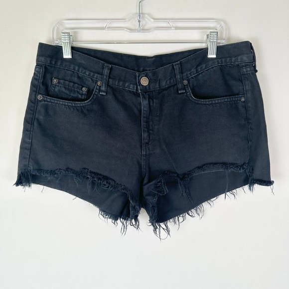 rag & bone Pants - Rag & Bone Short Shorts Womens 29 Black Wash Stretch Cotton Raw Hem Boho‎ Edgy